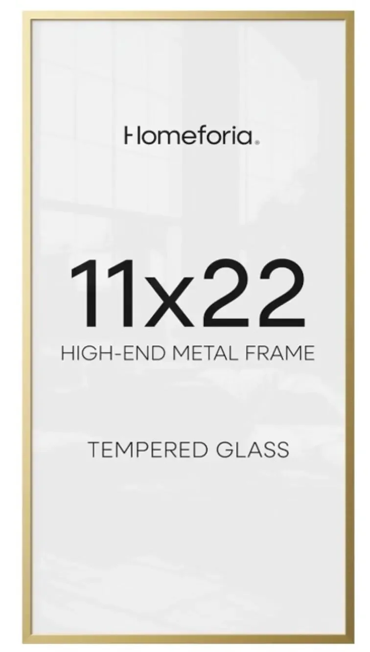11x22 Gold Metal Picture Frame Tempered Glass Wall Display New